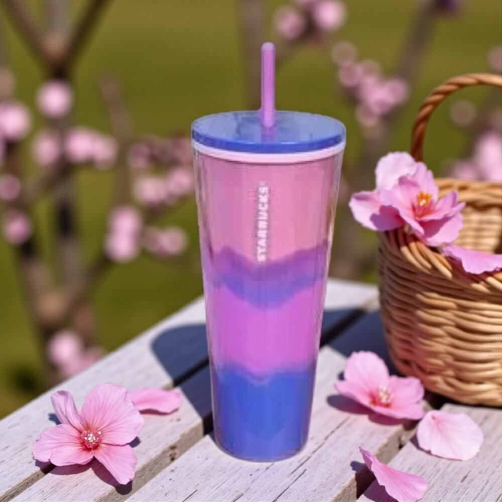 Starbucks Venti Cold Cup - Pink & Purple Ombre Wave Tumbler 24oz